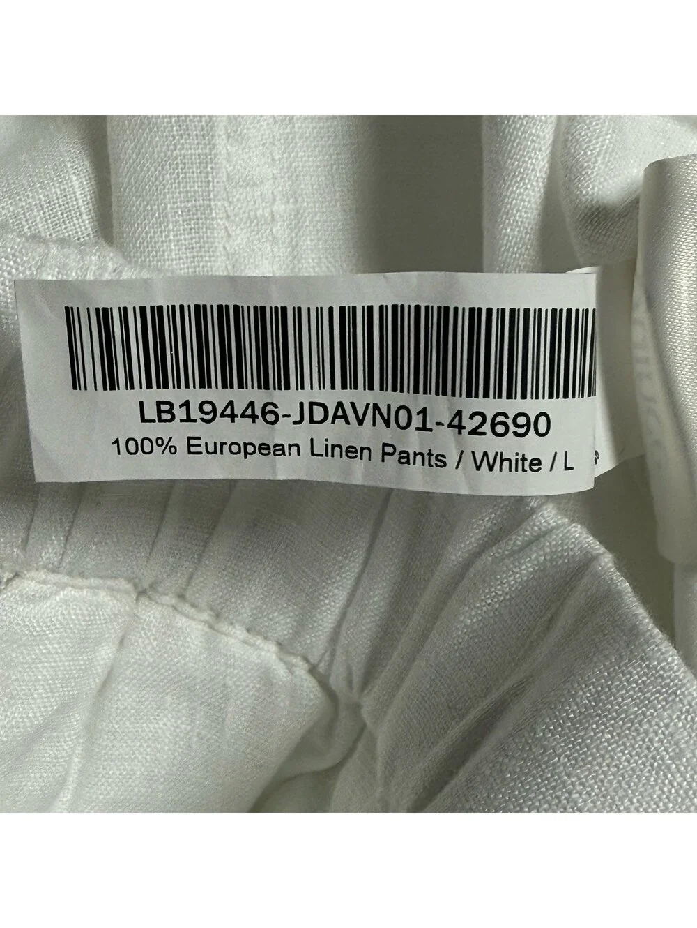 Quince 100% European Linen Tapered Ankle Pants White Size Large NWT